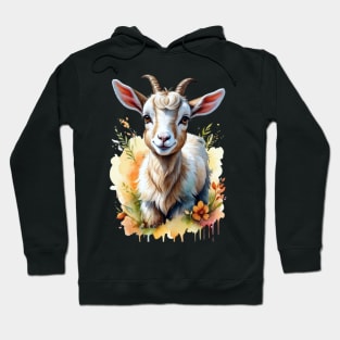 Goatling Glee: Watercolor Farmyard Bliss Hoodie